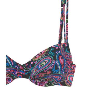 Women's Paisley Print Underwire Bikini Swimsuit Top Bra Sizing
