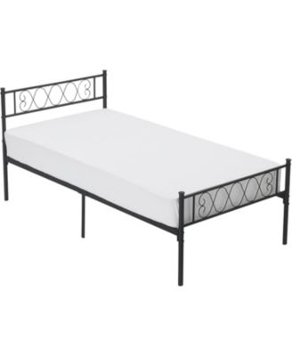 Metal Bed Frame With Headboard and Footboard Heart Design Platform For Kids No Box Spring