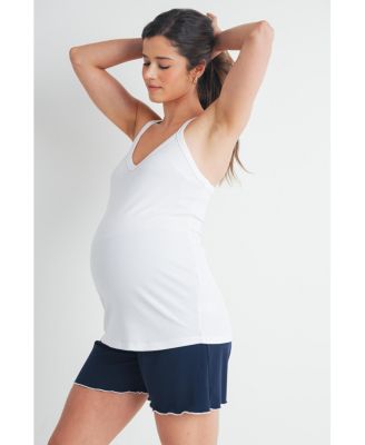 Maternity Sleeveless Ribbed V-Neck Racerback Tank Top