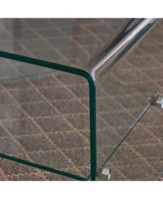 Tempered Glass & Aluminum End Table - Living Room Accent