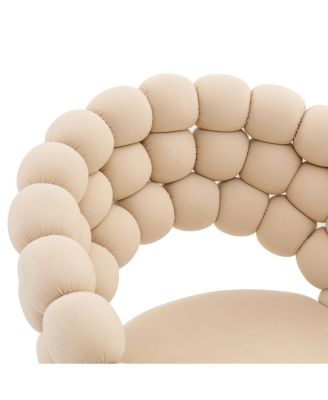 Set of 2 Beige Puffy Bubble Chairs with Gold Legs, Modern Accent Chairs