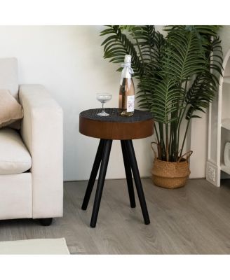   15.7" Round Side Table - Modern Accent Nightstand for Compact Spaces