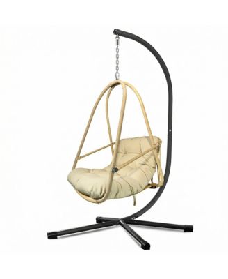 Swing Egg Chair with Stand Indoor Outdoor Wicker Rattan Patio Basket Hanging Chair