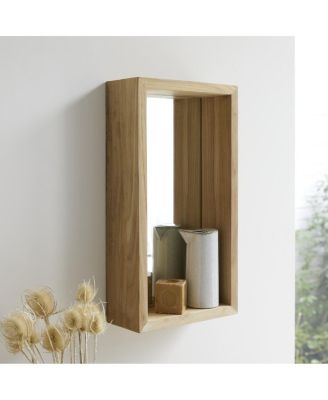 Solid Teak Bathroom Mirror with Shelf attached 55x30 New Tikamoon