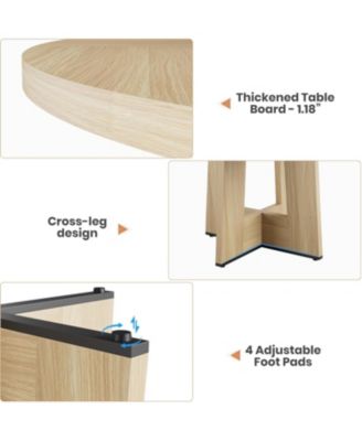 47" Round Dining Table with Thickened Edge and Sturdy Pedestal Base