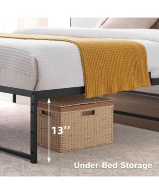   14 Inch Metal Platform Bed Frame Heavy Duty Slats Storage No Box Spring Needed Easy Build Durable