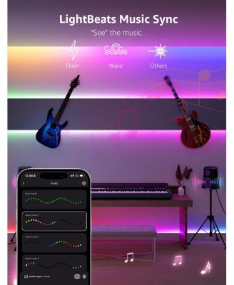 S1 50ft AI Smart RGBIC LED Strip Lights for Party Holiday Room Decor, Rainbow Chasing Effects, APP Control No Remote, WiFi Bluetooth