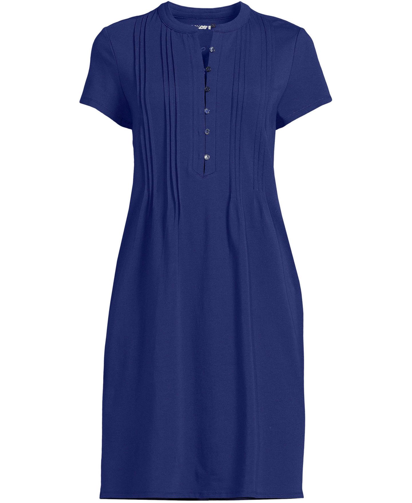 Женское платье Lands' End Plus Size Cotton Modal Pintuck Short Sleeve, цвет: Полуночный небесно-голубой — фото 3