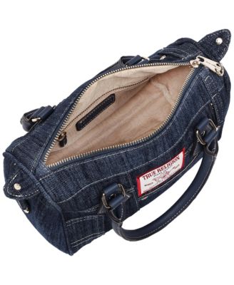 Denim Heritage Satchel with Top Handles & Crossbody Strap