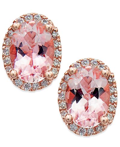 Morganite studs rose gold Clearance