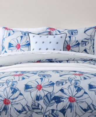 Paradise Cove Floral Cotton Reversible 3-Pc. Comforter Set, Full/Queen