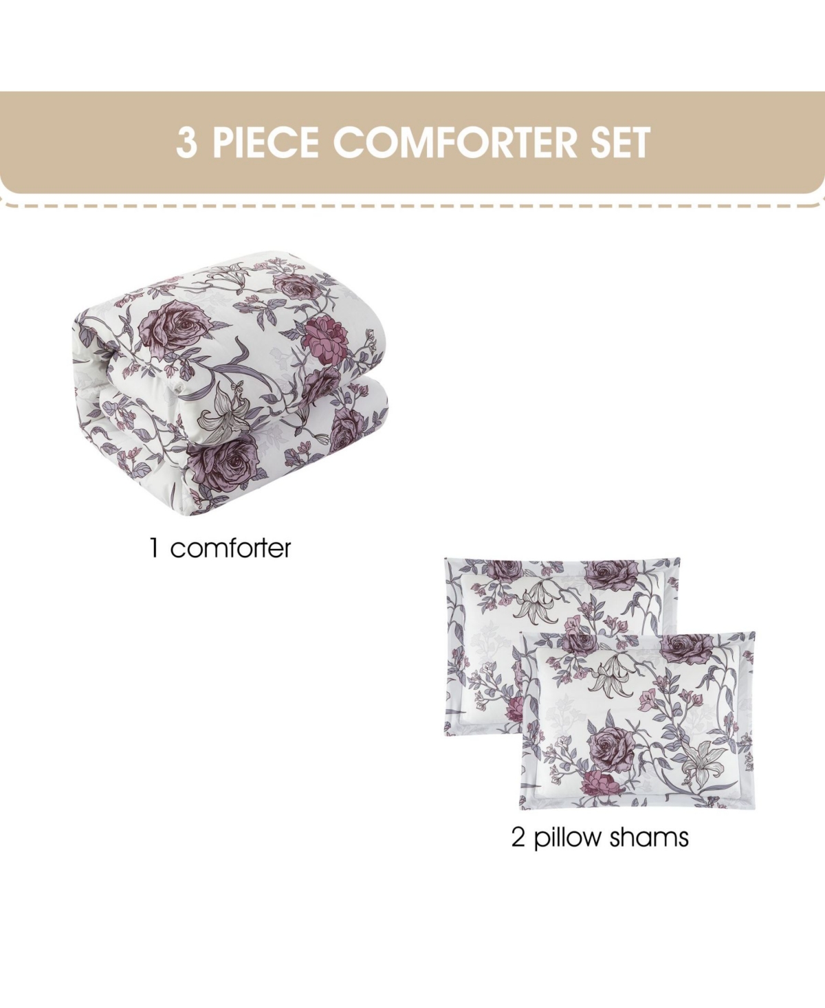 Stratford Park Rita Floral 3-Pc. Comforter Set