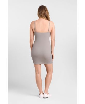 Women's Scoop Neck Ribbed Sculpting Cami Mini Dress with Built-In Shapewear