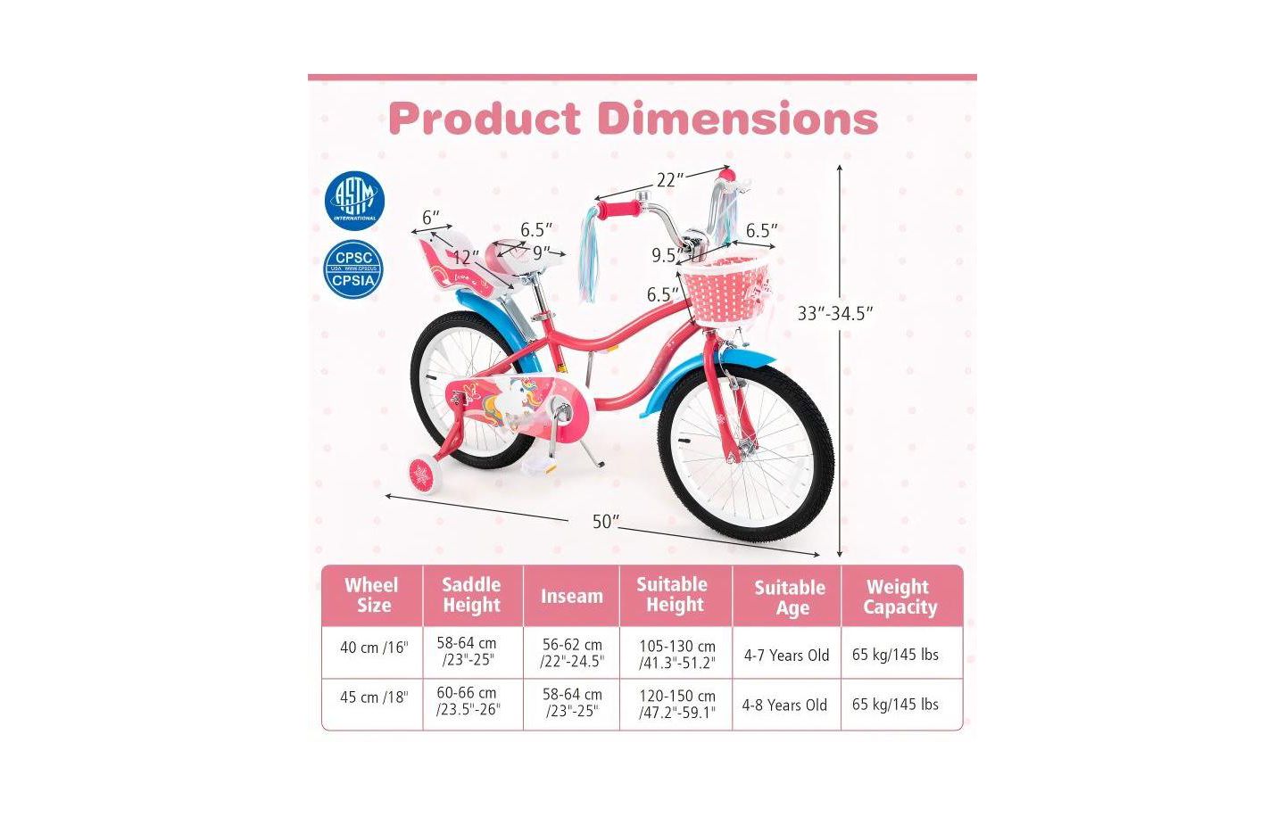 Детская игрушка HONGGE 18 Inch Adjustable Girls Bike with Doll Seat, Ages 3-5, цвет: Розовый — фото 3