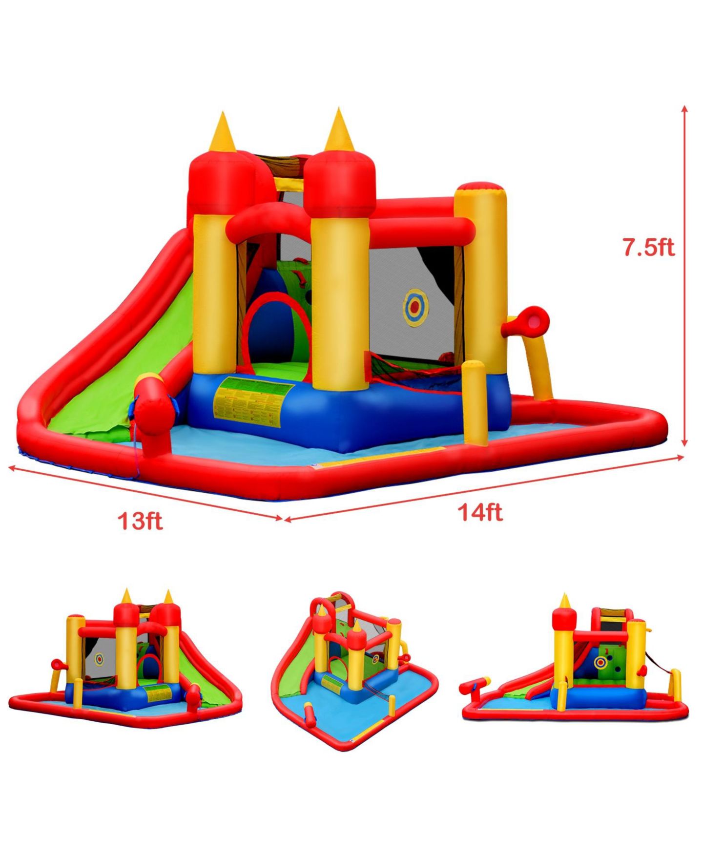 Детская игрушка Mecale Inflatable Water Slide Bounce House with Water Cannon, Ages 3-10, цвет: Красный — фото 2
