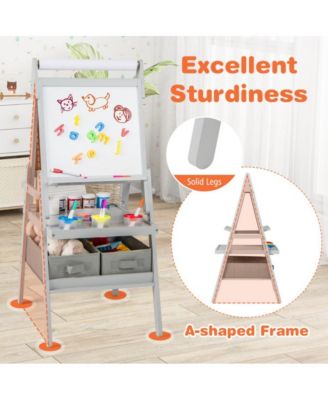 3 in 1 Art Easel for Kids with Magnetic Chalkboard and Whiteboard