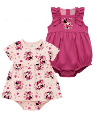 Baby Girls' Minnie Print Romper, 2-Pack