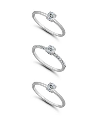 (1 3/8 ct.t.w) 3-Pc. Set Round Cubic Zirconia Stone Band Rings