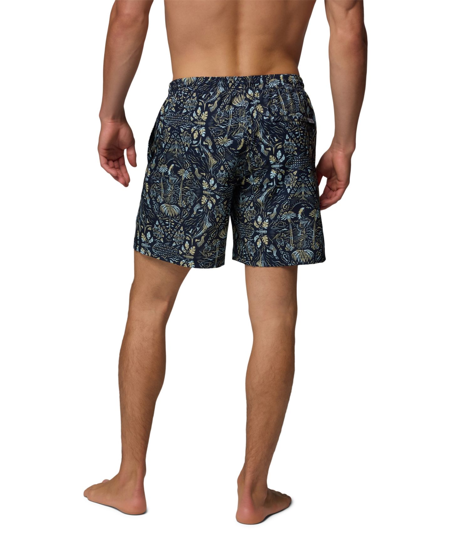 Мужские шорты Columbia PFG Rambler Print Water Shorts, 6" inseam, цвет: Тёмно-синий — фото 5