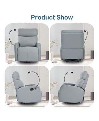 Swivel Rocker Recliner Chair 360 Degree Glider with Phone Holder for Bedroom Living Room Home Theater 330LBS Capacity