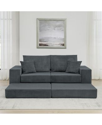 Modular Cloud Sectional Couch, Modern L-Shaped Sofa with Ottoman