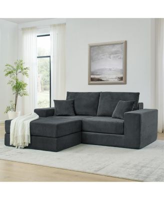 Modular Cloud Sectional Couch, Modern L-Shaped Sofa with Ottoman