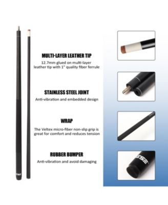 58" 2-Piece Matte Fiberglass Graphite Composite Billiard Pool Cue Stick for Men/Women