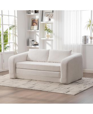 71" 2-in-1 Pull Out Foldable Loveseat Sofa Bed with Pillows, Convertible Sleeper Couch