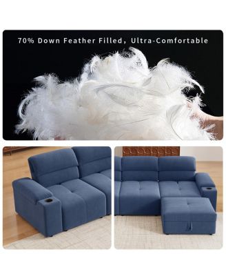  Modern L-shaped sectional sofa, 105-inch cloud sofa with adjustable backrest and ottoman