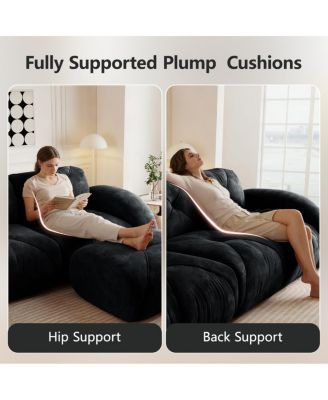 U-shaped Boneless Sofa, Soft Velvet, Tufted, High Density Sponge, No Assembly