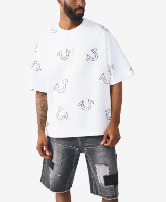 Men's Short-Sleeve Horseshoe Print Oversized T-Shirt