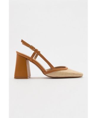 Women's Rivie Raffia Square Toe Block Heel Pump