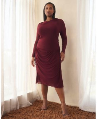 Plus Size Annalise Mesh Bodycon Midi Skirt