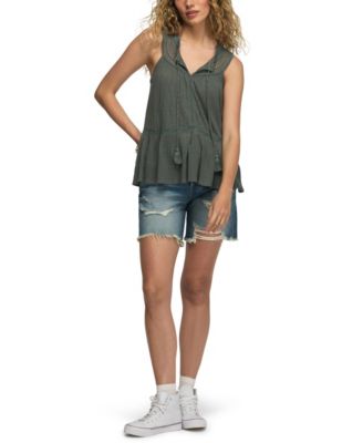 Women's Peplum Lace Trimmed Sleeveless Tank