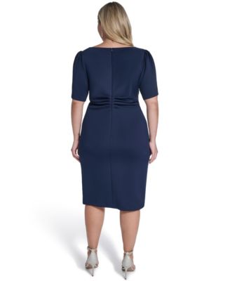 Plus Size Short-Sleeve Midi Dress