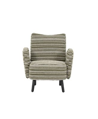 Modern armchair with sanded fabric, side pocket, solid wood legs