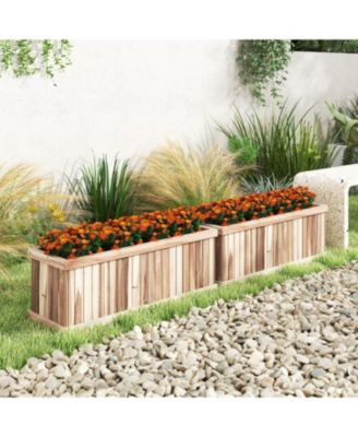 Wooden Rectangular Planter Box with Drainage