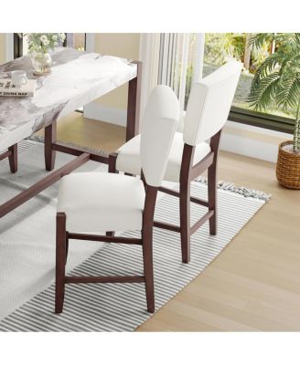 Mid Century Modern 2pk Linen Upholstered Bar Stools with Solid Wood Legs