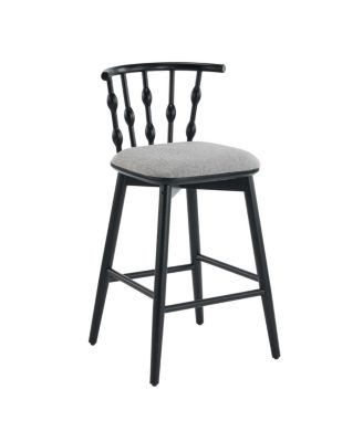 Modern Hourglass Back Rubberwood Bar Stool - Set of 2