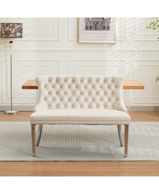 Streamdale Velvet Double Dining Loveseat Bench, 2-Seat Tufted Bench w/Handmade Buttons