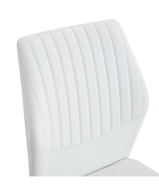 Streamdale Luxury Simple Chair - Set of 6 White PU Dining Chairs with Metal Silver Legs