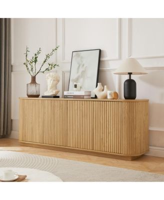 Sideboard Storage Cabinet with Wave Pattern, 64"W x 15"D x 24"H.