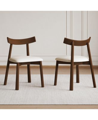 Modern Walnut Dining Chairs with Thick Cushions (Set of 2)