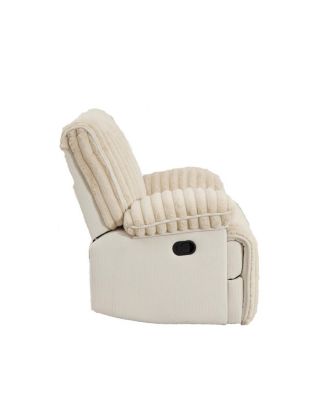 Manual Reclining Loveseat, Faux Fur Recliner Sofa with Hidden Cup Holders