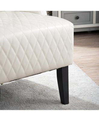 Faux Leather High-Back Accent Chair, Comfy Wingback Living Room Chair