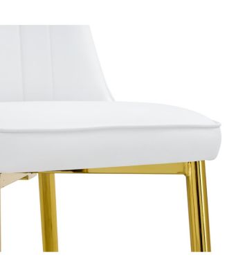 4 Modern PU Leather Dining Chairs with Gold Legs