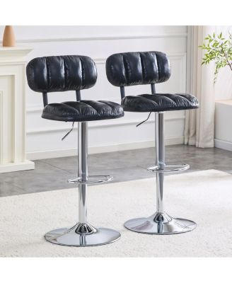 Leather Adjustable Bar Stools with Chrome Base