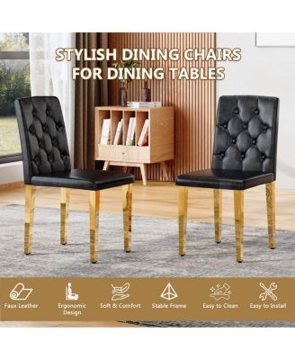 Streamdale Elegant PU Dining Chair with Ergonomic Buckle Backrest