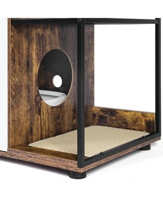 Rustic Brown Cat Litter Box Enclosure for 2 Cats – Hidden Cat Furniture Cabinet