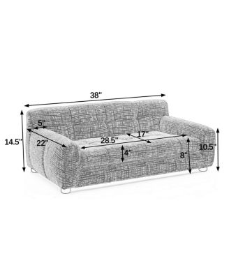 38 Inch Dog Sofa Bed, Blue Linen Sofa with Armrest and Backrest for Large and Medium Breeds